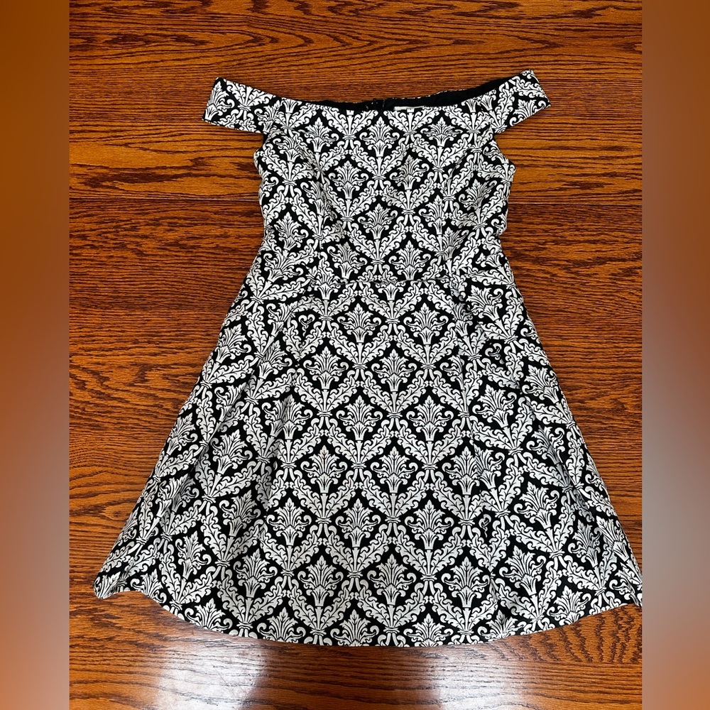 Miami Black and White Off The Shoulder Dress